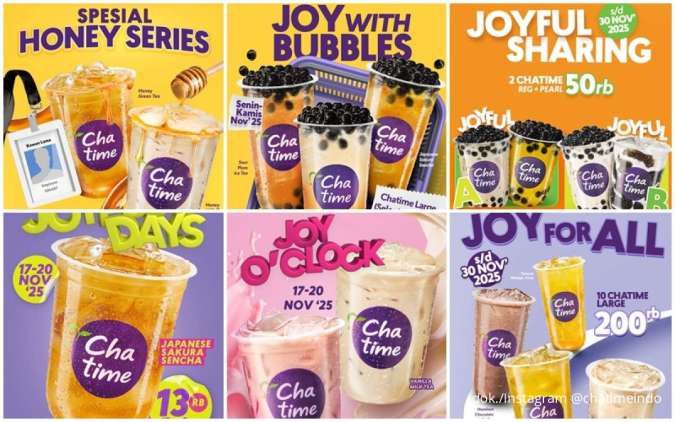 Kumpulan Promo Chatime Periode November 2025, Minuman Favorit Mulai Rp 13.000-an Saja
