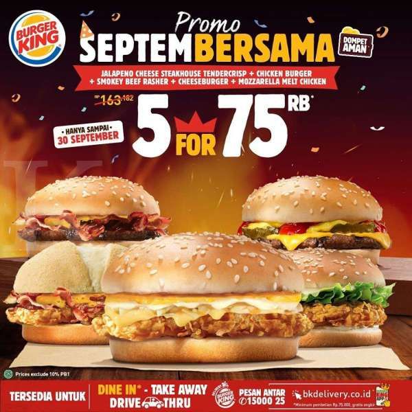 Promo Burger King ‘Septembersama’ 18-30 September 2020 