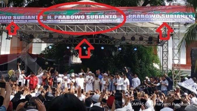 Tidak ada nama Sandiaga Uno di spanduk syukuran kemenangan Prabowo