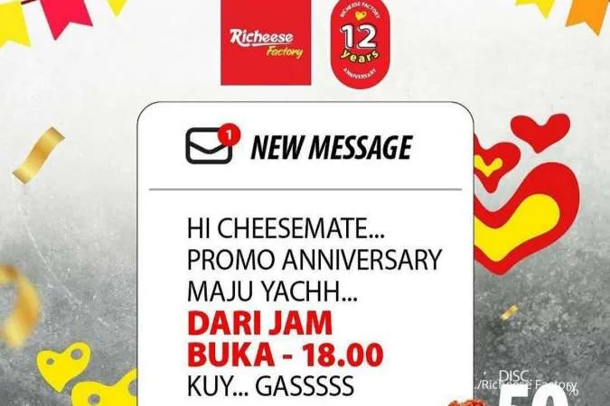 Terupdate! Promo Richeese Anniversary ke-12, Combo Mabar Diskon 50% Hadir Lebih Lama