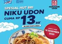 Promo HUT BRI di Marugame Udon Desember 2025, Rp 13.000 Hanya Hari Ini