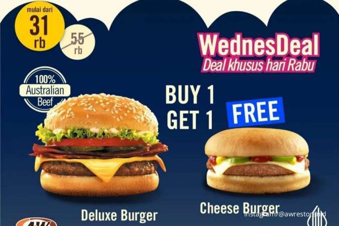 Promo A&W Setiap Rabu di Bulan Juli 2022, Beli 1 Gratis 1 Burger di Paket WednesDeal