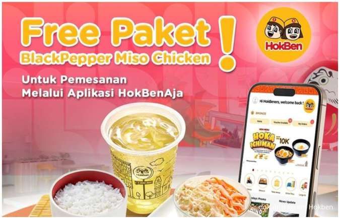 Promo HokBen Khusus Pengguna Aplikasi HokBenAja, Gratis Blackpepper Miso Chicken