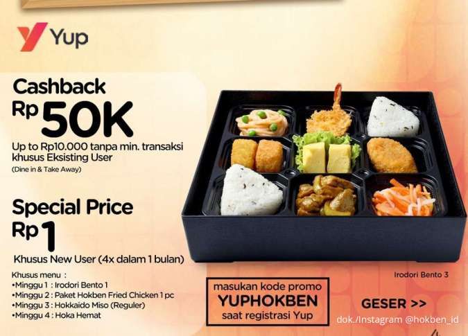 Promo HokBen dan Yup Bulan Juli 2025, Cashback Rp 50.000 dan Harga Hemat Rp 1