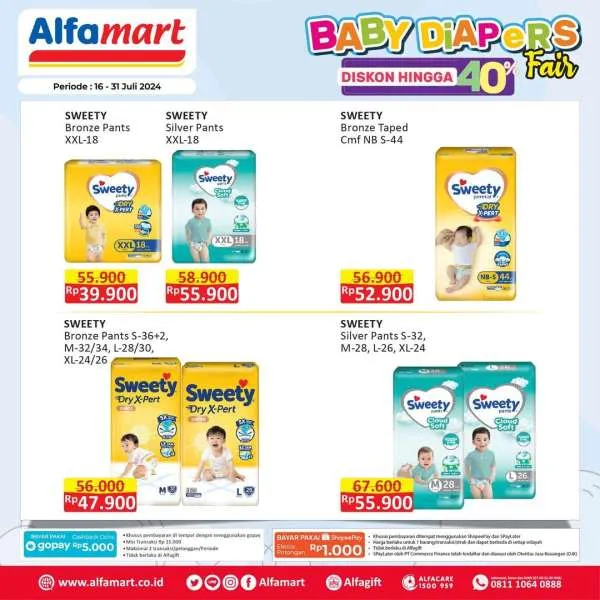 Promo Alfamart Baby Diapers Fair Diskon s/d 40% Periode 16-31 Juli 2024