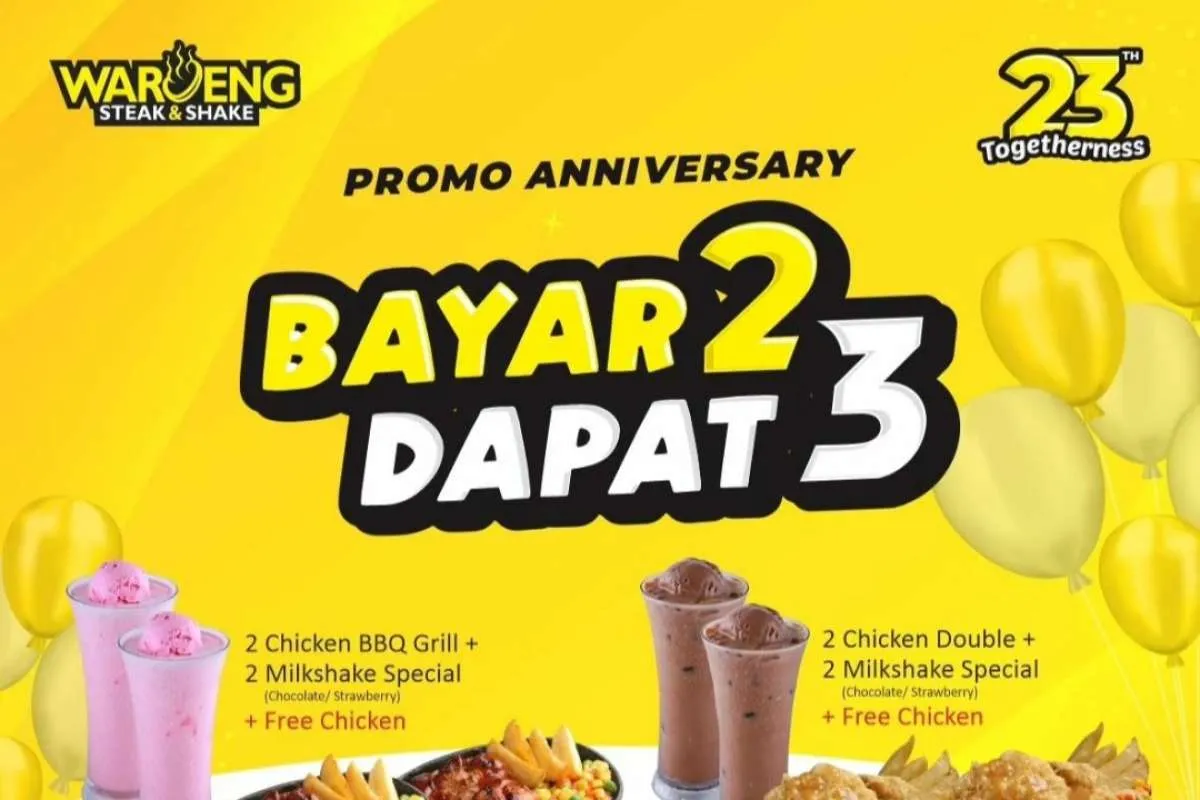 Promo Anniversary ke-23 Waroeng Steak 3-7 September 2023, Bayar 2 Dapat 3 Menu