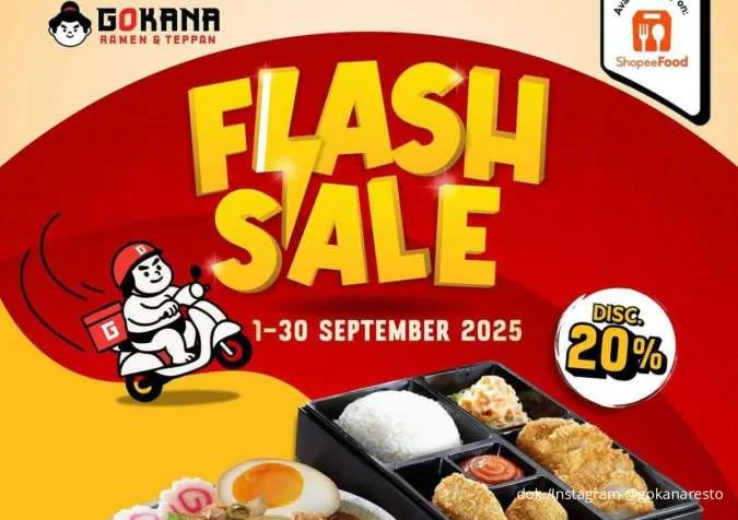 Promo Gokana Flash Sale 1-31 September 2025, Bento atau Ramen Mulai Rp 34.000