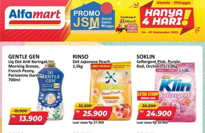 Promo JSM Alfamart 4-7 September 2025, Deterjen Rinso & So Klin Harga Spesial