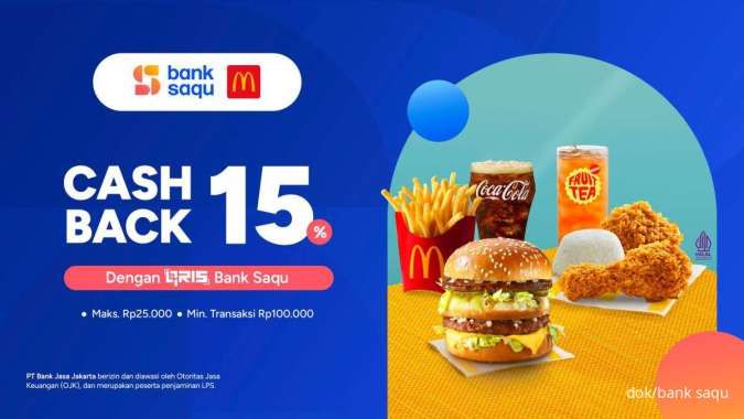 Promo McD 1-31 Mei 2024, Cashback 15% via Bank Saqu Berlaku Setiap Hari