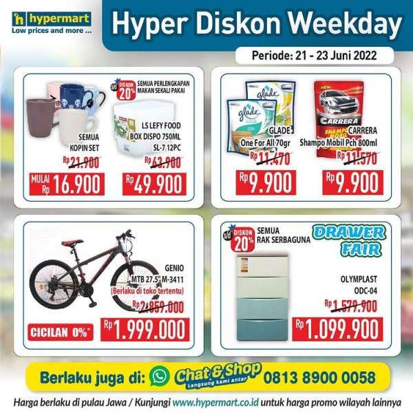 Promo Hypermart Hyper Diskon Weekday Mulai 21-23 Juni 2022