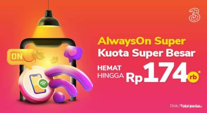 Promo Tri di Tokopedia, Harga Spesial Untuk Paket Data AlwaysOn