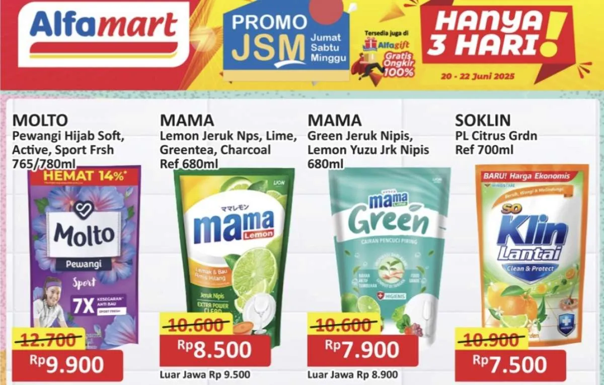 Katalog Promo JSM Alfamart Periode 20-22 Juni 2025, Mama Lemon-Indomie Harga Spesial