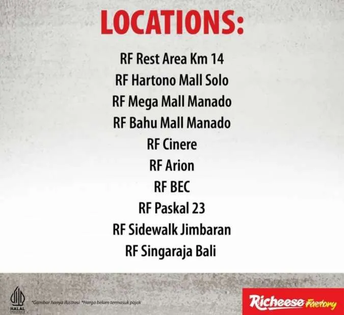 Lokasi Promo Richeese Factory Paket Karyawan