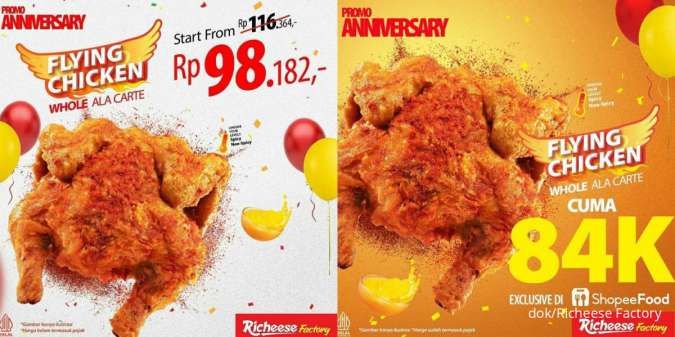 Whole Chicken Rp 84.000 di Promo Anniversary Richeese Factory 19-22 Februari 2024