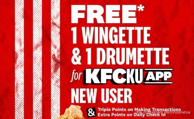 Promo KFCku App Khusus Pengguna Baru, Bisa Dapat Wingette dan Drumette Gratis