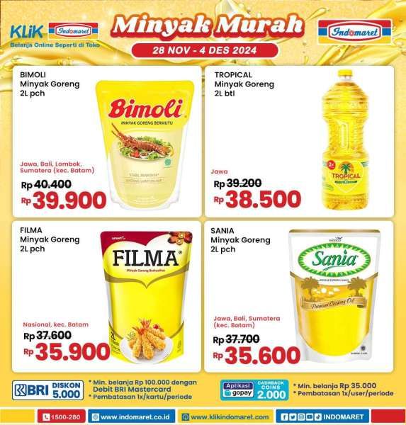 Promo Minyak Goreng Murah di Indomaret 28 November-4 Desember 2024