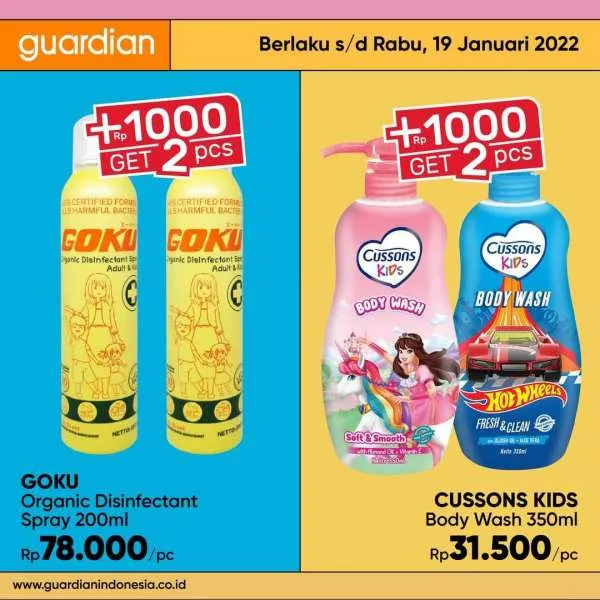 Promo Guardian +1000 Get 2 Pcs Periode 6-19 Januari 2022
