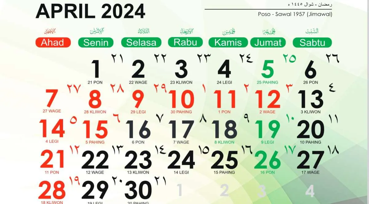​Daftar Hari Penting Nasional dan Internasional Bulan April 2024