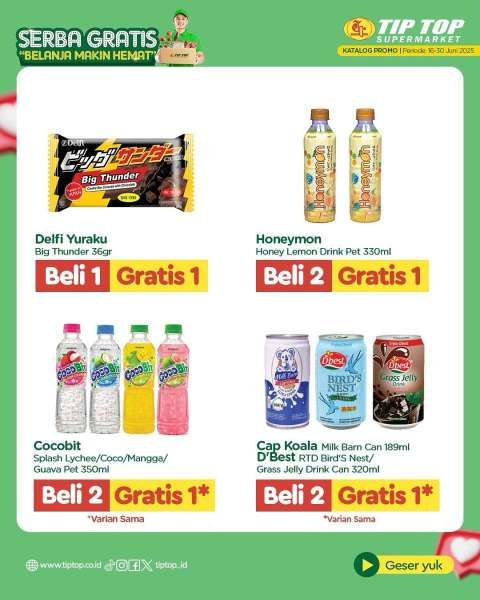 Promo Tip Top Serba Gratis 16-30 Juni 2025