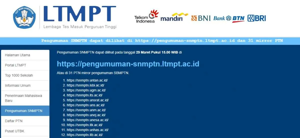 Ini Link Utama dan 31 Link Minor Pengumuman SNMPTN 2022 serta Cara Melihatnya