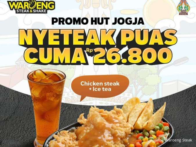 Promo Waroeng Steak HUT Yogyakarta 1-4 Oktober 2024, Steak-Ice Tea Rp 26.800