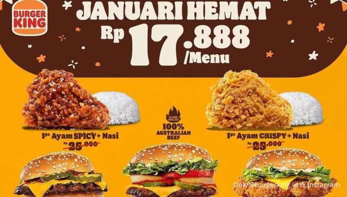 Promo Burger King Minggu 7 Januari 2024 Hemat Serba Rp 17.000-an, Hari Terakhir! 