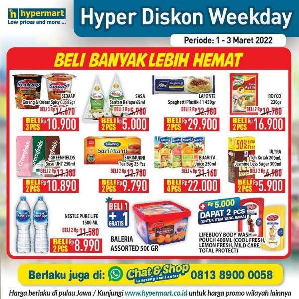 Promo Hypermart untuk Hyper Diskon Weekday Terbaru 1-3 Maret 2022