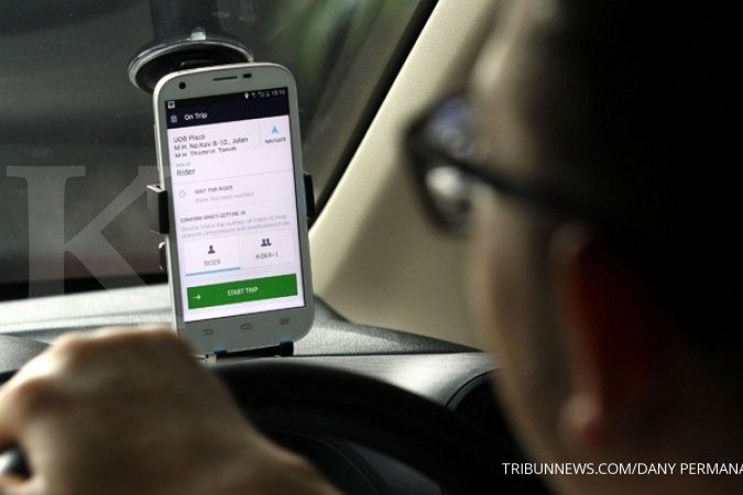 Supir taksi online berdemo ke Gedung DPR