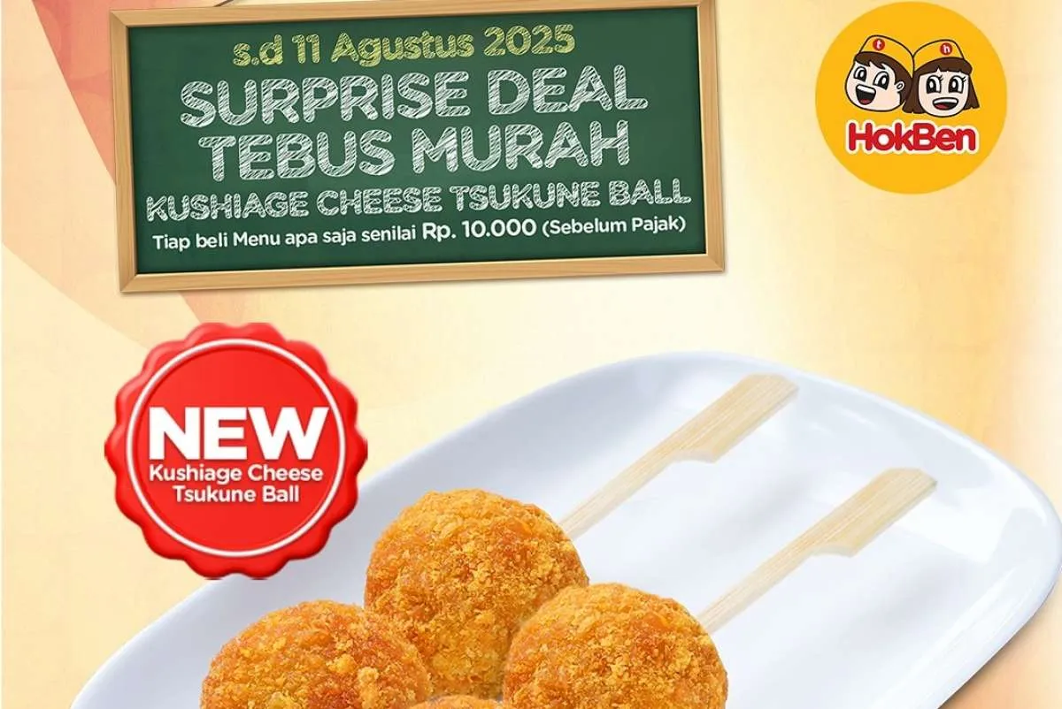 Promo HokBen Surprise Deal sampai 11 Agustus, 2 Kushiage Cheese Cuma Rp 5.000