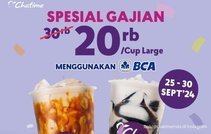 Promo Chatime dengan BCA Berakhir Hari Ini 30 September 2024, Cup Large Rp 20.000