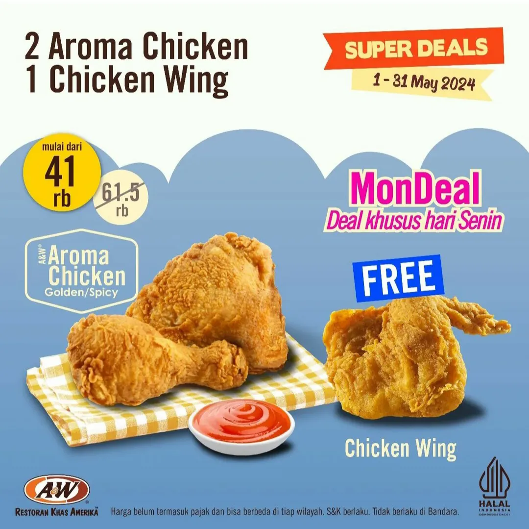 Promo AW Restoran Super Deals: Beli 1 Gratis 1 MonDeal