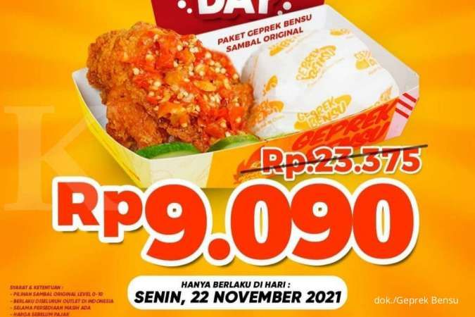 Promo Geprek Bensu 22 November 2021, Bensu Jajan Day Cuma Rp 9.090 di GoFood