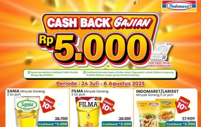 Promo Gajian Indomaret Juli 2025, Minyak Goreng & Deterjen Cashback Rp 5.000 