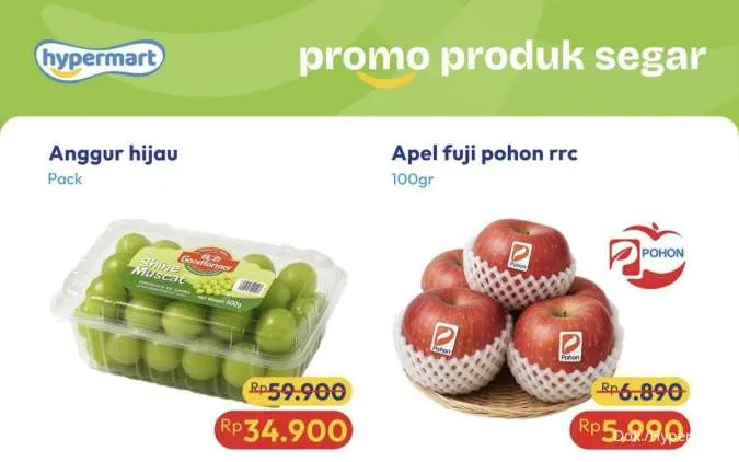 Promo Hypermart Weekday 21-23 Oktober 2025, Anggur Hijau Diskon Rp 25.000