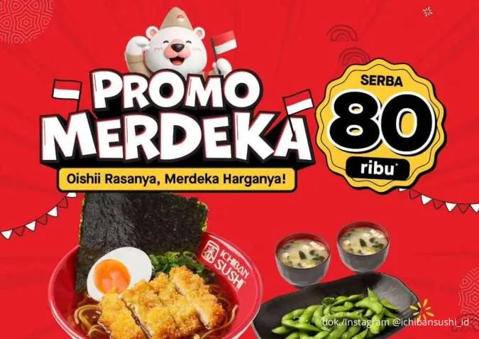 Promo Merdeka Ichiban Sushi Agustus 2025, Paket Ramen atau Sushi Serba Rp 80.000
