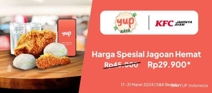 Promo KFC 17-31 Maret 2024, KFC Jagoan Hemat Harga Spesial Jadi Rp 29.900