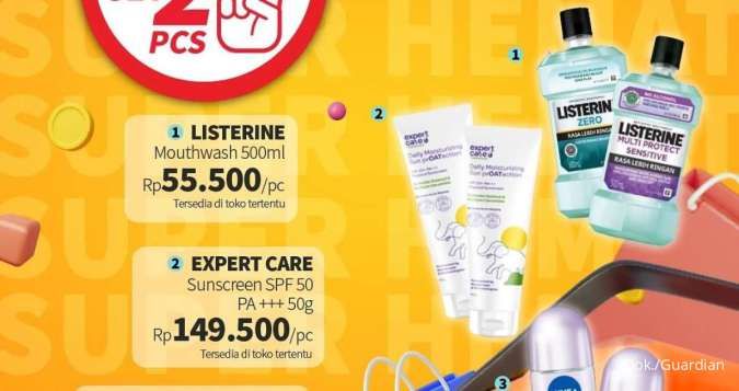 Promo Guardian s/d 27 November 2024, Tambah Rp 1.000 Dapat 2 Listerine-Sunscreen