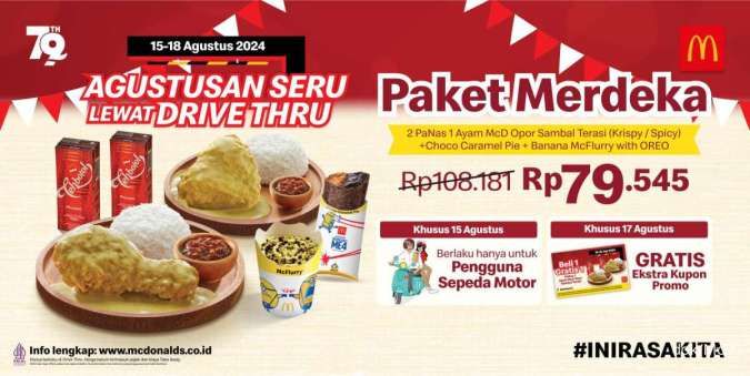 Promo McD 15-18 Agustus 2024 Ada Paket Merdeka Gratis Kupon dan Diskon Makanan