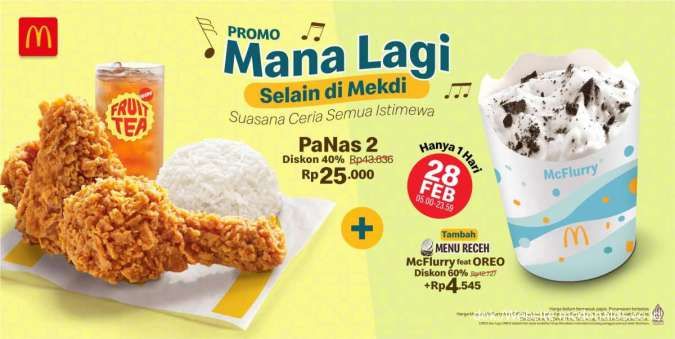 Promo McD Sehari, PaNas 2 Hanya Rp 25.000 Tambah McFlurry feat. Oreo Rp 4.000-an Saja