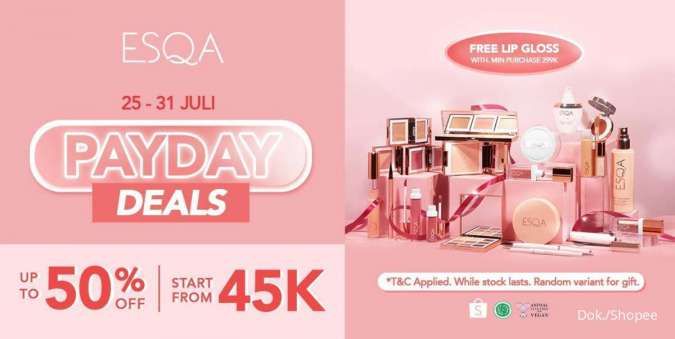 Promo Makeup ESQA Edisi Gajian, Diskon s/d 50% Berlaku hingga 31 Juli 2022
