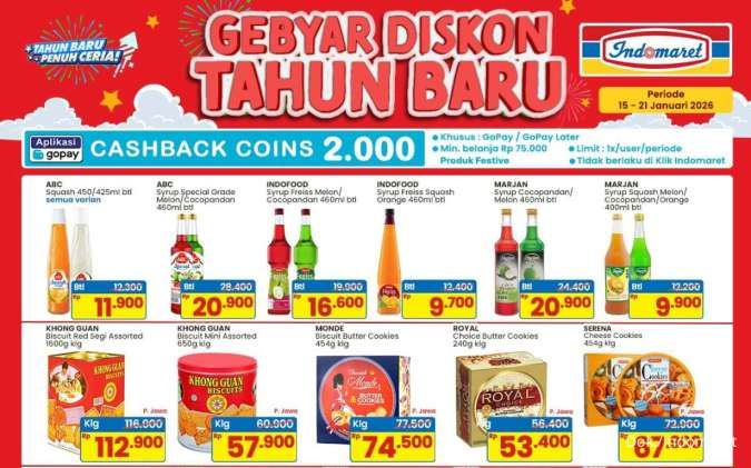 Gebyar Diskon Tahun Baru Indomaret 15-21 Januari 2026, Sirup-Biskuit Kaleng Murah!