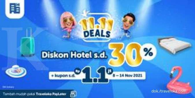 Promo Traveloka 11.11 Deals 8-14 Nov 2021, Diskon Hotel 30%6 & Kupon s.d Rp 1.1Juta 