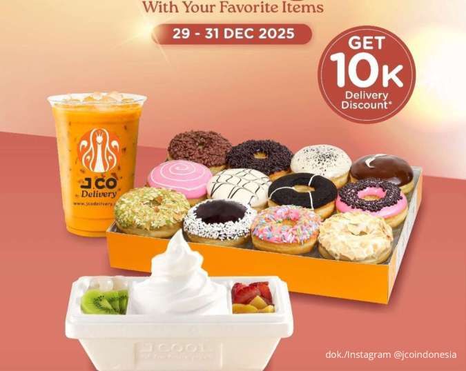 Promo J.CO Celebrate New Year 29-31 Desember, Pesan Online Diskon Ongkir Rp 10.000