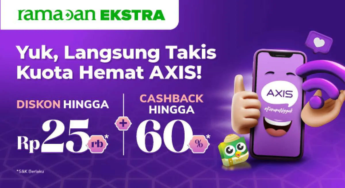 Promo AXIS di Tokopedia, Beli Paket Data Dapat Diskon dan Cashback!