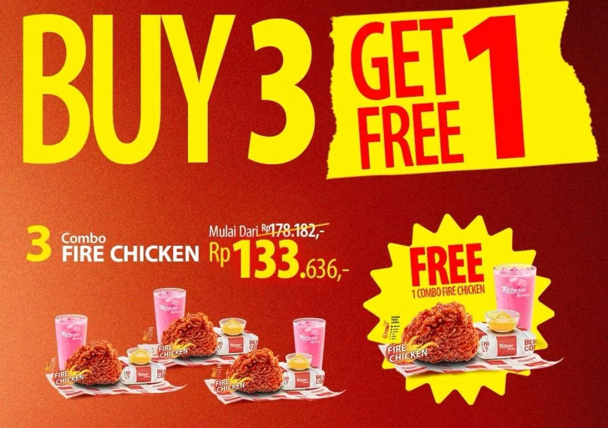 Kumpulan Promo Richeese Factory Buy 3 Get 1 Free, Makan Ramean Mulai Rp 114 Ribuan