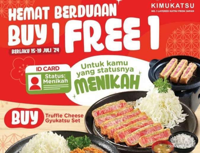 Promo Unik Kimukatsu 15-19 Juli 2024, Buy 1 Free 1 untuk yang Statusnya Menikah