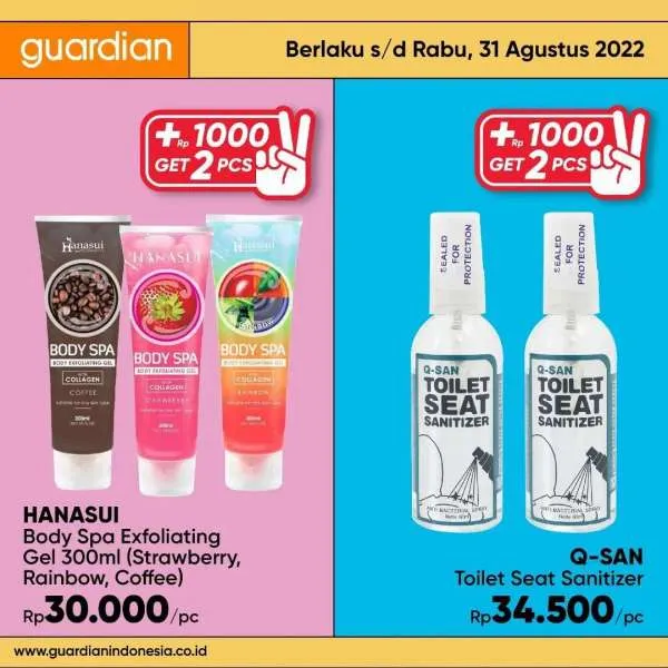Promo Guardian +1000 Get 2 Pcs Periode 25-31 Agustus 2022