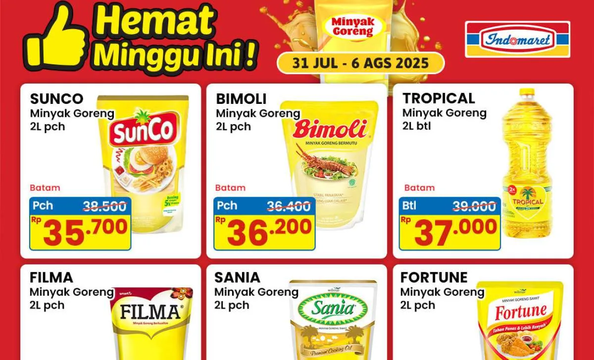 Promo Minyak Goreng di Indomaret Awal Agustus 2025, Mulai Rp 35.000-an