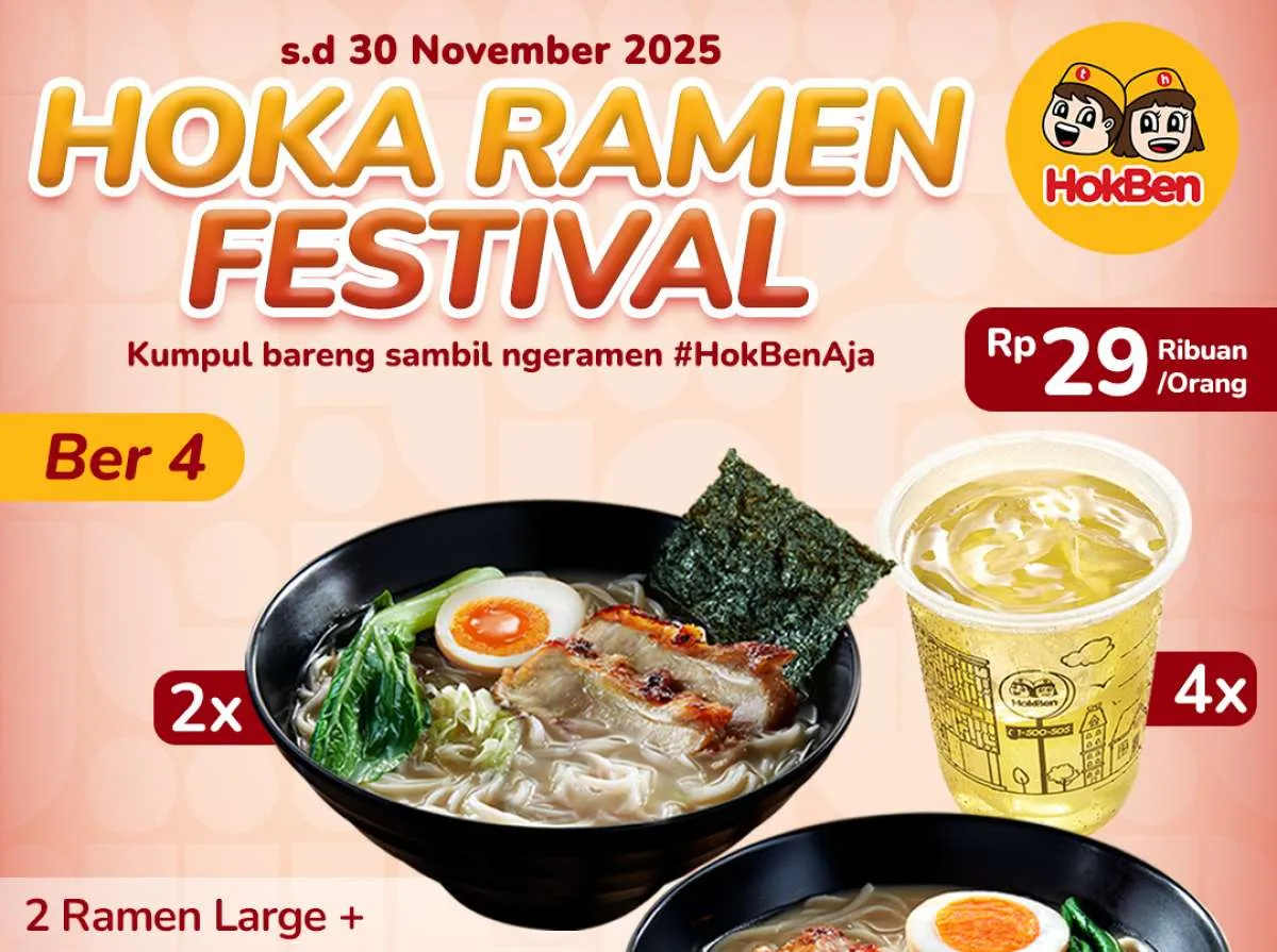 Promo Hoka Ramen Festival November 2025, Ngeramen Rame-Rame Cuma Rp 29.000-an