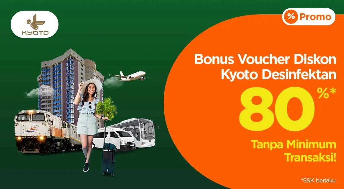 Pesan Semua Produk PegiPegi, Bonus Voucher Diskon Kyoto Desifektan 80%